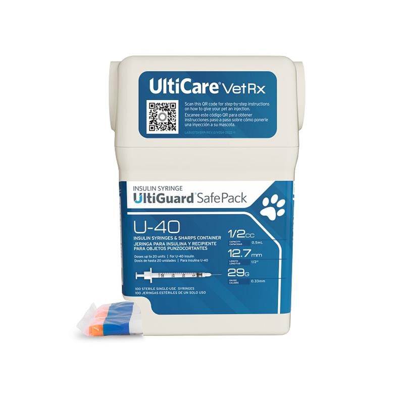 UltiGuard U-40 Insulin Syringes 29g, Sharps Box of 100 Needle 1/2 inch