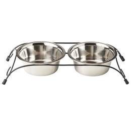 Ethical Pet Spot Aria Scroll Work Stainless Steel Double Diner Pet Bowls