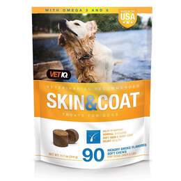 VetIQ Skin & Coat Hickory Smoke Flavored Soft Chews for Adult Dogs, 90 Count