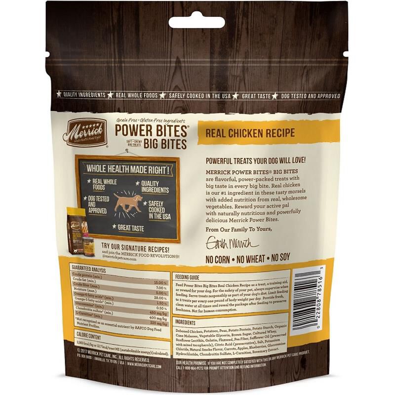 Merrick Power Bites Big Bites Real Chicken Soft + Chewy Dog Treats 6 oz