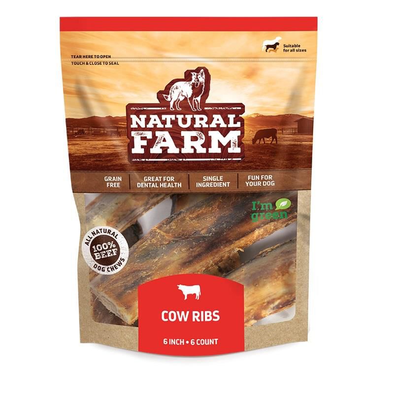 Natural Farm Cow Ribs 6", 6 pack