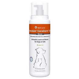 VetraSeb CeraDerm CB Antiseptic Leave-On Mousse for Dogs and Cats, 6.8 oz