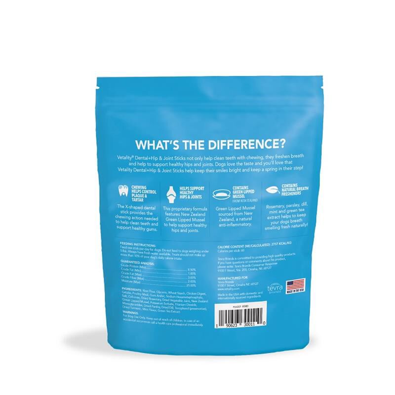 Vetality Dental + Hip & Joint Sticks for Dogs in Mint & Chicken Flavor, 10 oz