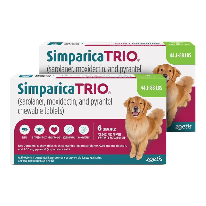 Simparica Trio Chewable Tablets for Dogs 44.1-88 lbs Green, 12 Month Supply