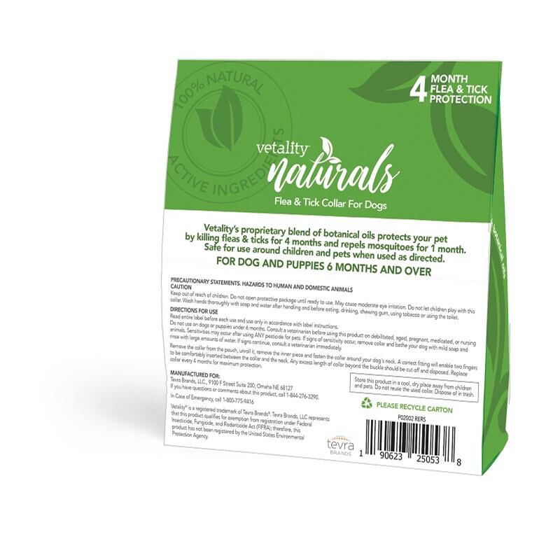 Vetality Naturals Flea & Tick Collar for Small/Medium Dogs up to 23" neck, 1 ct