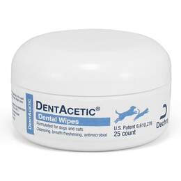 Dechra Pharmaceuticals DentAcetic Dental Wipes for Dogs and Cats, 25 Count