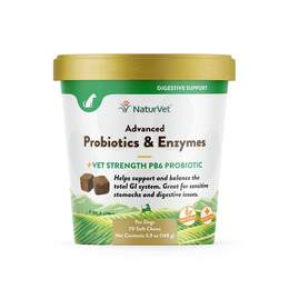 NaturVet Advanced Probiotics & Enzymes Plus Vet Strength PB6 Probiotic Soft Chews for Dogs