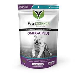 VetriScience Omega Plus Advanced Skin Supplement for Dogs, 40 Chews