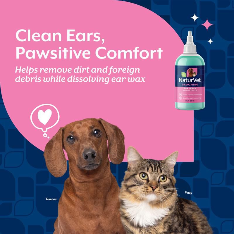 NaturVet Ear Wash w/Tea Tree Oil (Aloe & Baby Powder Scent) 8 oz
