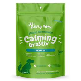 Zesty Paws Hemp Elements Calming OraStix Behavior Supplement for Dogs Peppermint Flavor Dental Sticks