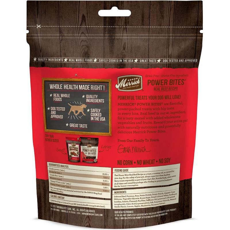 Merrick Power Bites Real Beef Soft + Chewy Dog Treats, 6 oz