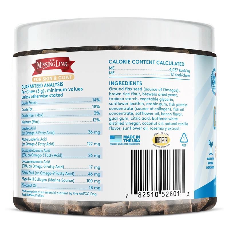 The Missing Link Collagen Care for Skin & Coat for Adult Dogs, 60 Soft Chews
