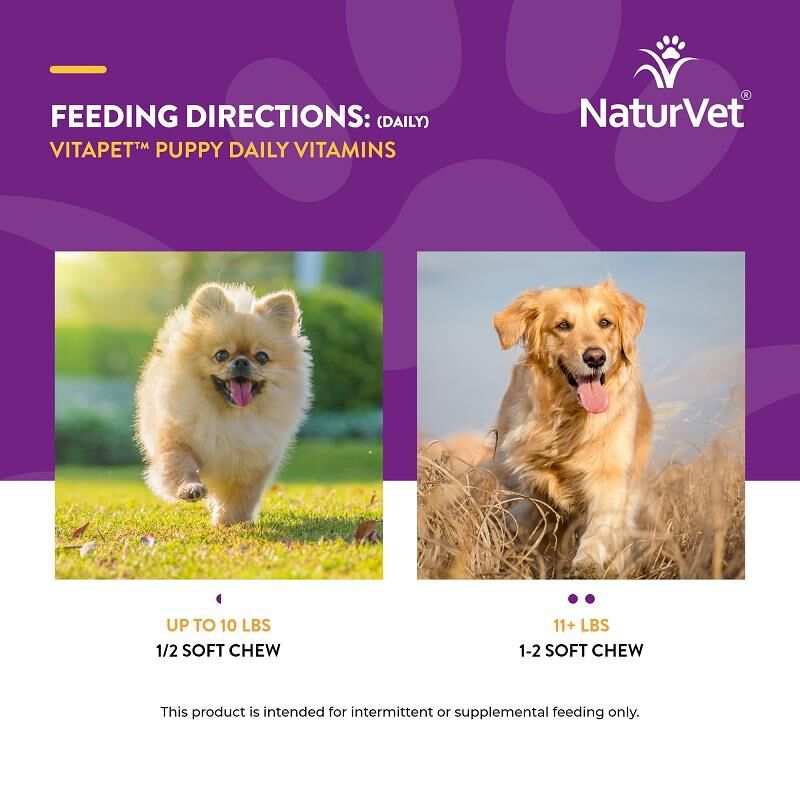 NaturVet VitaPet Puppy Daily Vitamins Plus Breath Aid Soft Chews, 70 ct
