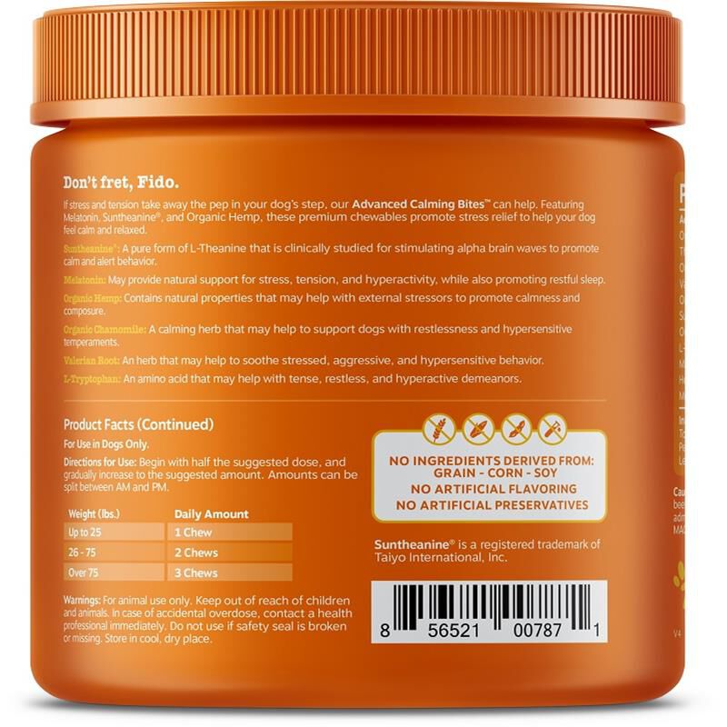 Zesty Paws Advanced Calming Bites w/Melatonin Behavior Supplement for Dogs Turkey Flavor, 90 soft chews