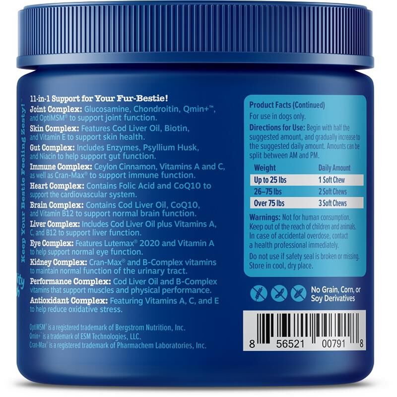 Zesty Paws Advanced 11-in-1 Multifunctional Bites Supplement for Senior Dogs Chicken Flavor, 90 soft chews