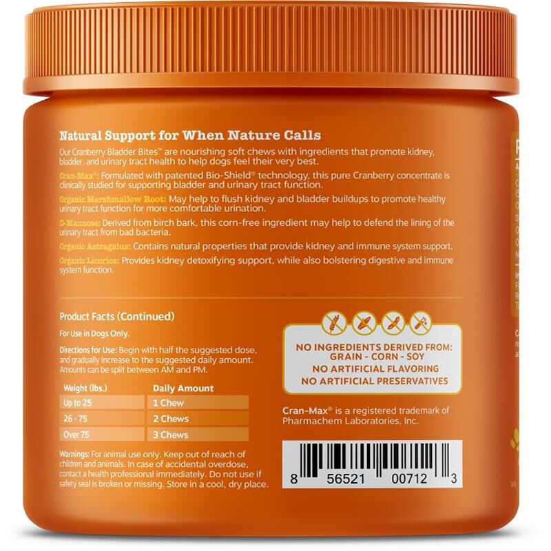 Zesty Paws Cranberry Bladder Bites Antioxidant Supplement for Dogs Chicken Flavor, 90 soft chews