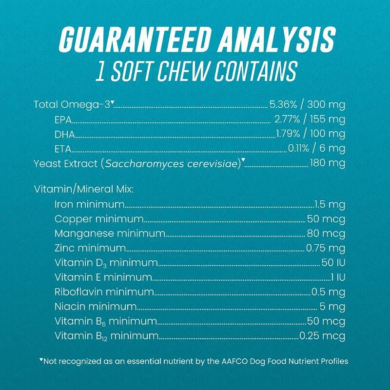 Welactin Omega 3 Skin Coat Health plus Overall Wellness Supplement for Dogs 60 Soft Chews