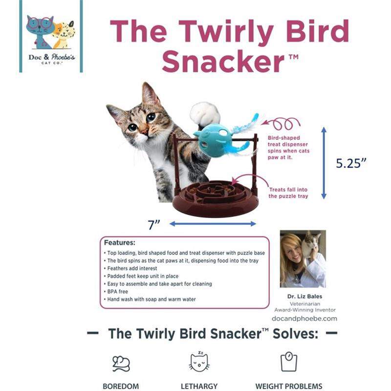 Doc & Phoebe's Twirly Bird Snacker Cat Toy