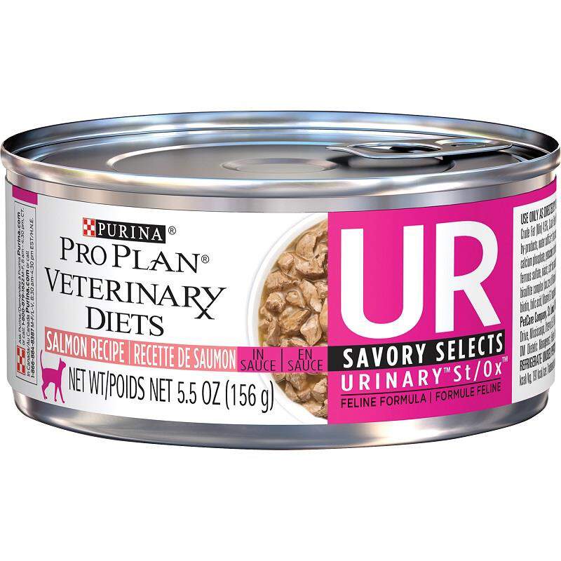 Purina Pro Plan Veterinary Diets UR Savory Selects Urinary St/Ox Salmon Recipe in Sauce Adult Cat Food, 24 pack of 5.5 oz-cans