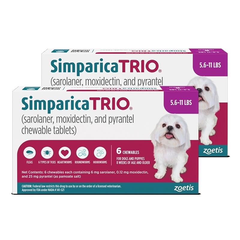 Simparica Trio Chewable Tablets for Dogs 5.6 - 11 lbs Purple, 12 Month Supply