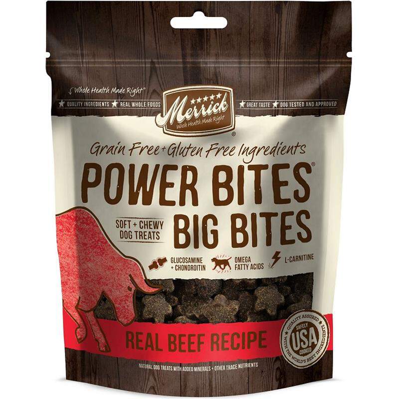Merrick Power Bites Big Real Beef Bites Soft + Chewy Dog Treats 6 oz