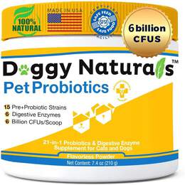 Doggy Naturals Probiotics for Dogs and Cats - Advanced Max-Strength 6 Billion CFU, 7.4 oz