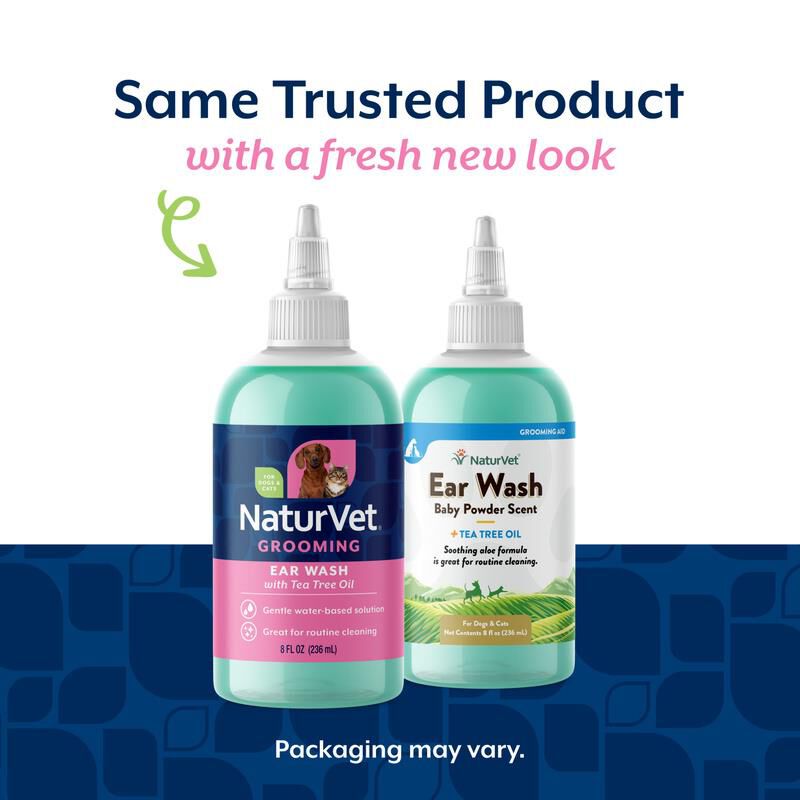 NaturVet Ear Wash w/Tea Tree Oil (Aloe & Baby Powder Scent) 8 oz