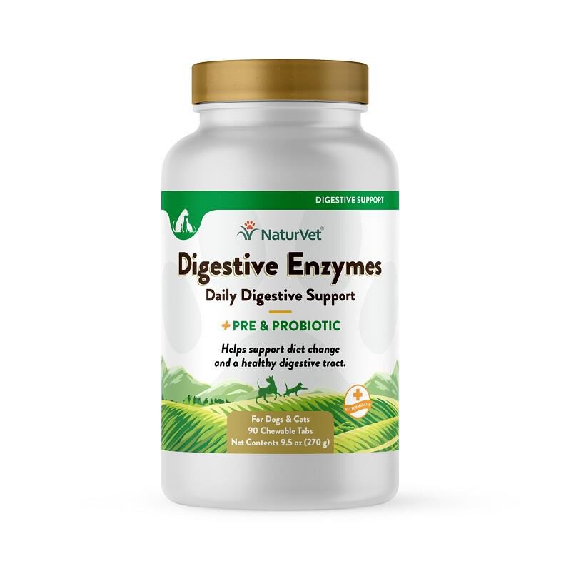 NaturVet Digestive Enzymes, 90 Chewable Tabs