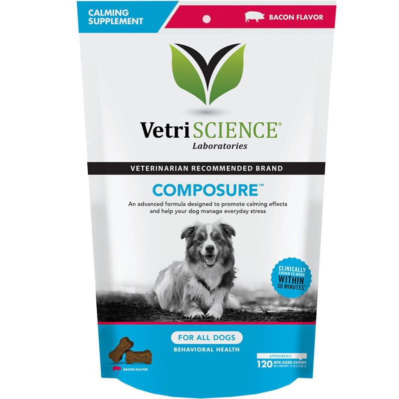 VetriScience Composure Calming Supplement for Dogs, 120 Bite-Sized Chews