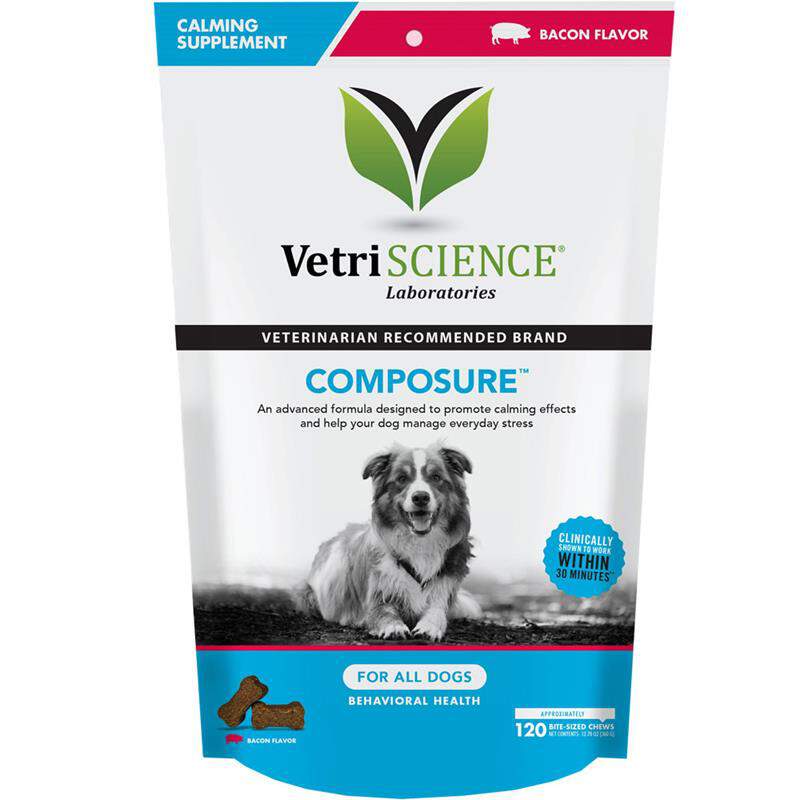 VetriScience Composure Calming Supplement for Dogs, 120 Bite-Sized Chews