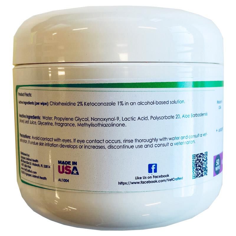 VetCrafted Antiseptic Wipes for Dogs, Cats and Horses, 50 Ct