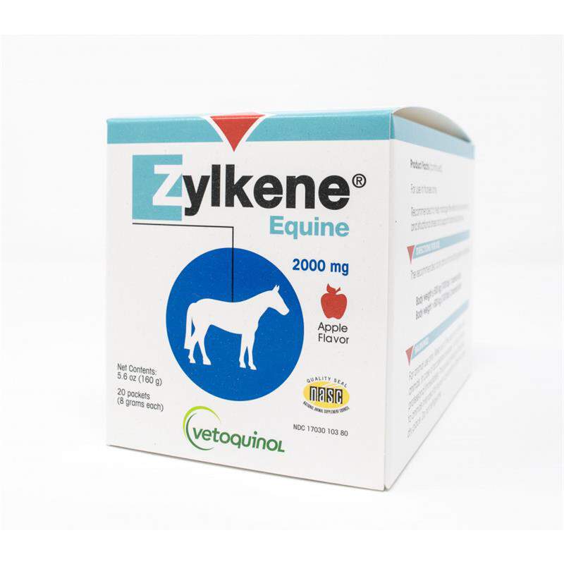 Vetoquinol Zylkene Apple Flavor Equine Powder for Horses in Stressful Situtations, 2000 mg, 20 x 8 gm sachets