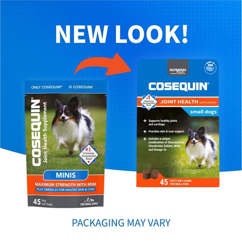 Nutramax Cosequin Minis Joint Supplement for Small Dogs, Max Strength with MSM plus Omega-3's, 45 Soft Chews