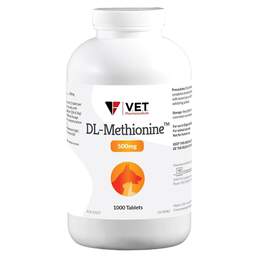 Vet Brands International, Inc. V.E.T. Pharmaceuticals DL-Methionin  for Dogs and Cats with Bladder Stones,  500 mg, 1000 Tablets