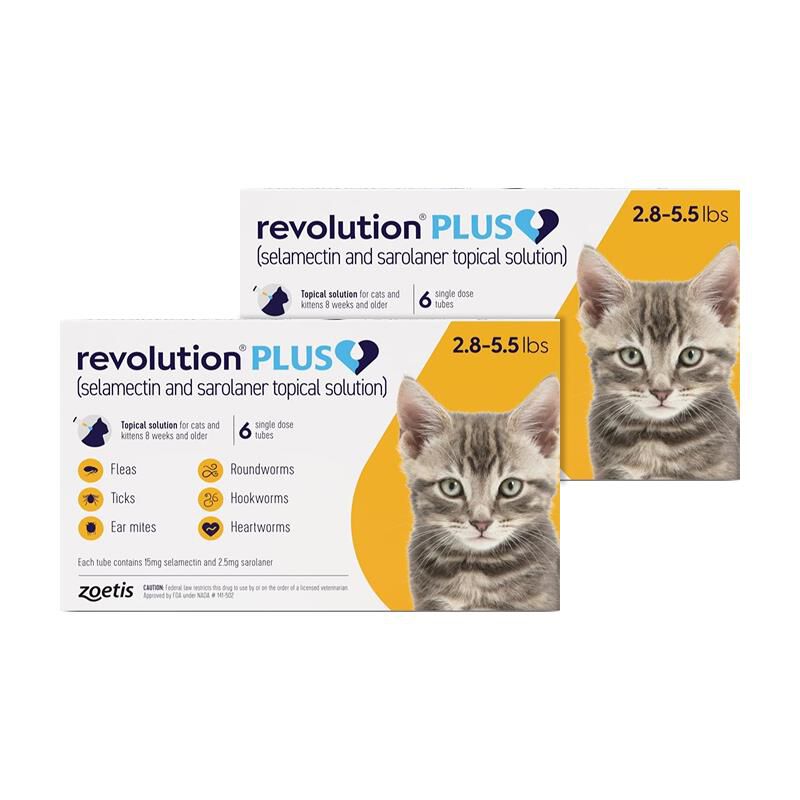 Revolution Plus for Cats 2.8-5.5 lbs Gold, 12 Month Supply