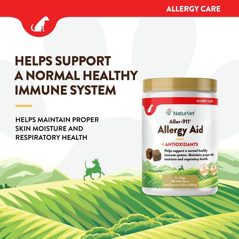 NaturVet Aller-911 Allergy Aid Plus Antioxidants Soft Chews for Dogs and Cats, 180 ct