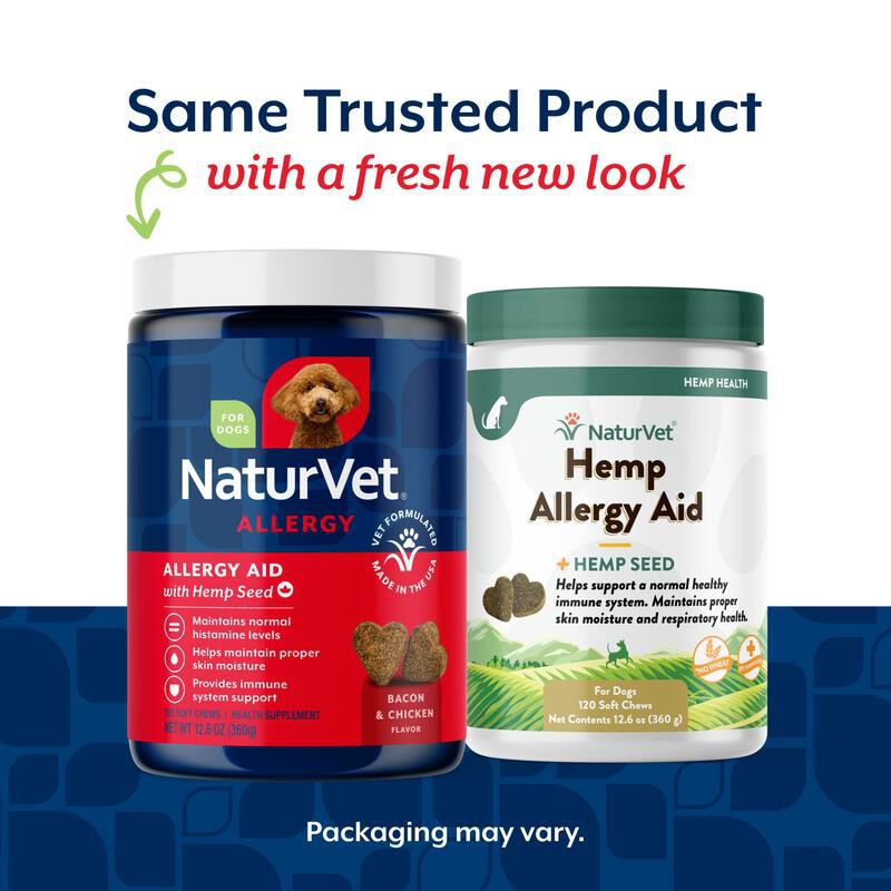 NaturVet Hemp Allergy Aid Plus Hemp Seed Soft Chews for Dogs, 120 Ct