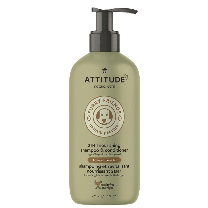 ATTITUDE Furry Friends Lavender 2-in-1 Nourishing Shampoo & Conditioner for Pets, 16 oz