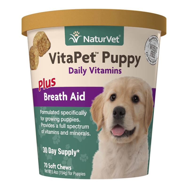 NaturVet VitaPet Puppy Daily Vitamins Plus Breath Aid Soft Chews, 70 ct