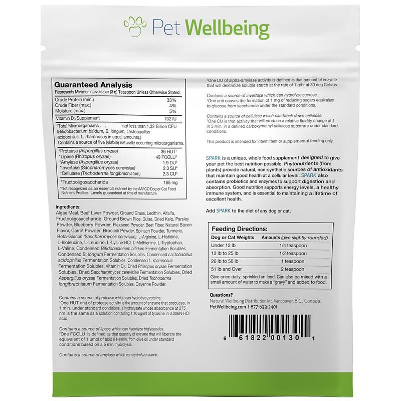 Pet Wellbeing SPARK Daily Nutritional Supplement for Dogs and Cats, 100 g