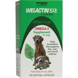 Nutramax Laboratories, Inc. Welactin Canine Softgel Capsules for Dogs, 120 Count