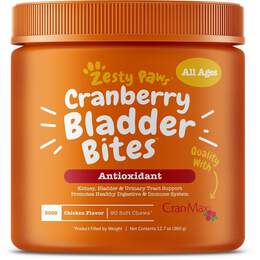 Zesty Paws Cranberry Bladder Bites Antioxidant Supplement for Dogs Chicken Flavor, 90 soft chews