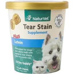NaturVet Tear Stain Supplement Plus Lutein Soft Chews for Dogs and Cats