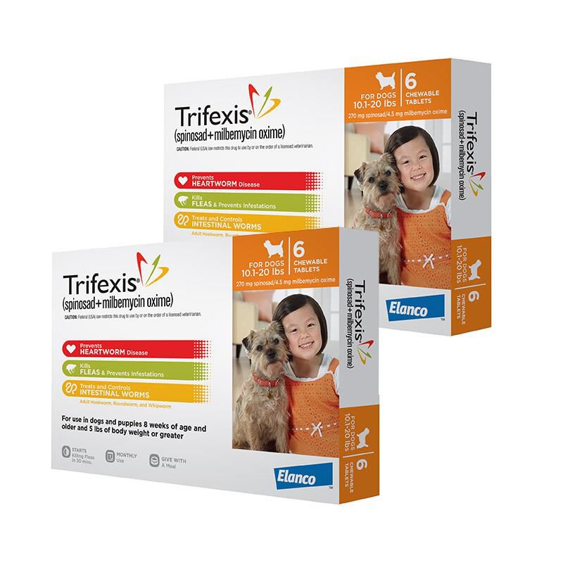 Trifexis Chewable Tablets for Dogs 10.1-20 lbs Orange, 12 Month Supply