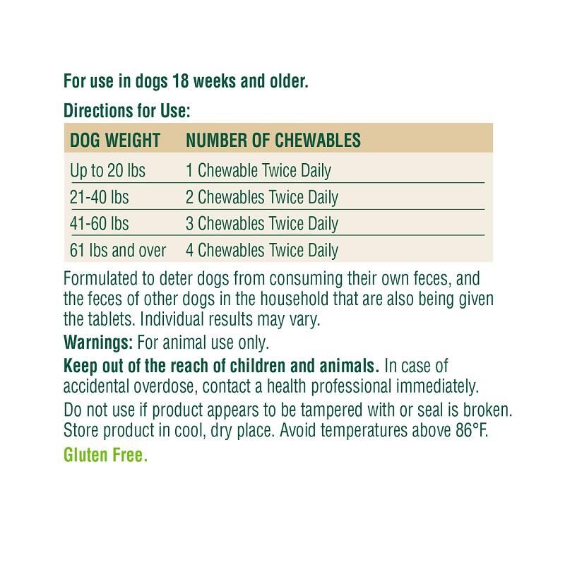PetNC Stool Eating Deterrent Chewable Tablets for Dogs, 60 ct