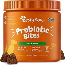 Zesty Paws Probiotic Bites Gut Health Supplement for Dogs, 90 soft chews