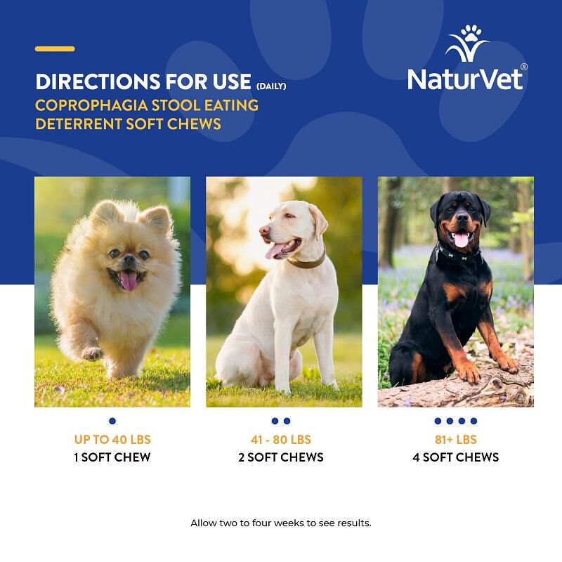 NaturVet Coprophagia Stool Eating Deterrent Plus Breath Aid, 130 Soft Chews