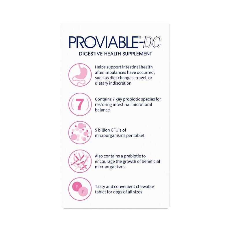 Proviable-DC Digestive Health Supplement for Dogs, 60 Chewable Tablets