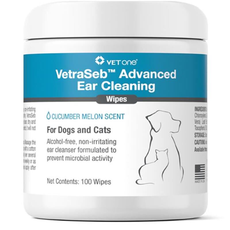 VetraSeb Advanced Ear Cleaning Wipes for Dogs and Cats, 100 ct