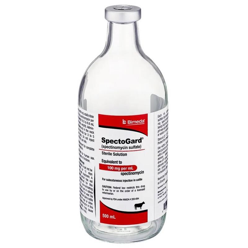 SpectoGard (spectinomycin sulfate) Sterile Solution Injection for Cattle 100 mg/ml, 500 ml
